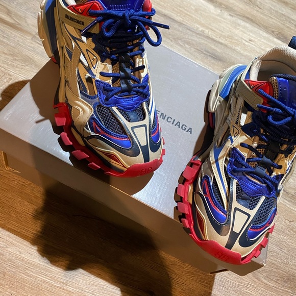 balenciaga track blue grey red